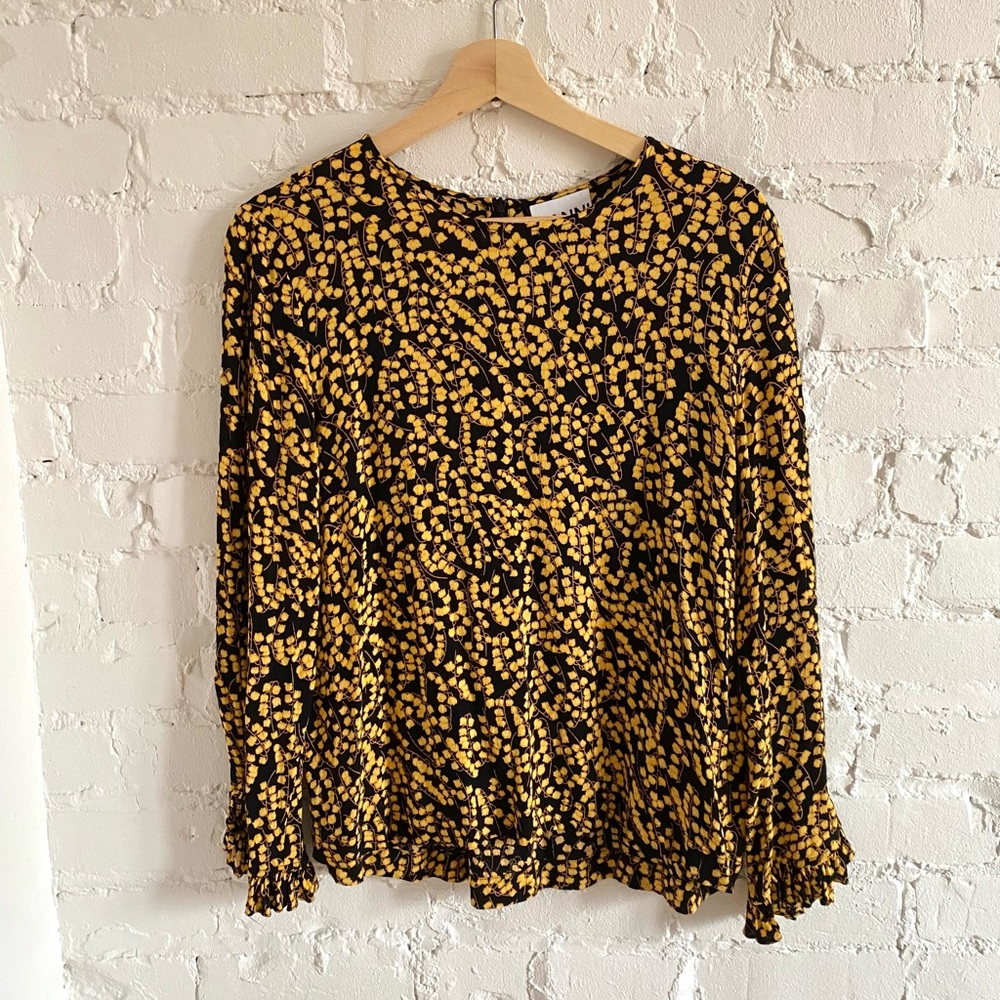 Ganni Black and Yellow Blouse